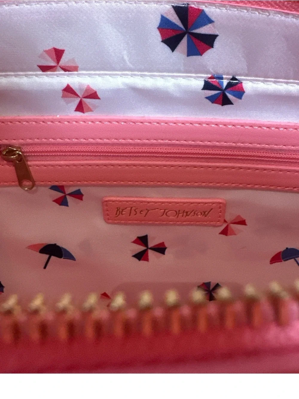 Betsey Johnson White Quilted Tote with Pink Trim and Bow Accent